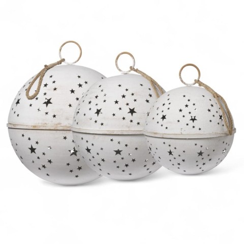 SET 3 SFERE METALLO BIANCO 61.5X61.5X69